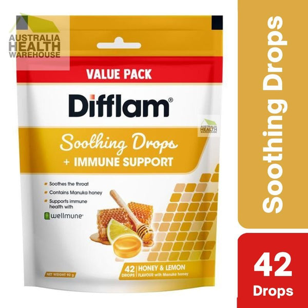 [Expiry: 01/2026] Difflam Soothing Drops + Immune Support Honey & Lemon 42 Drops