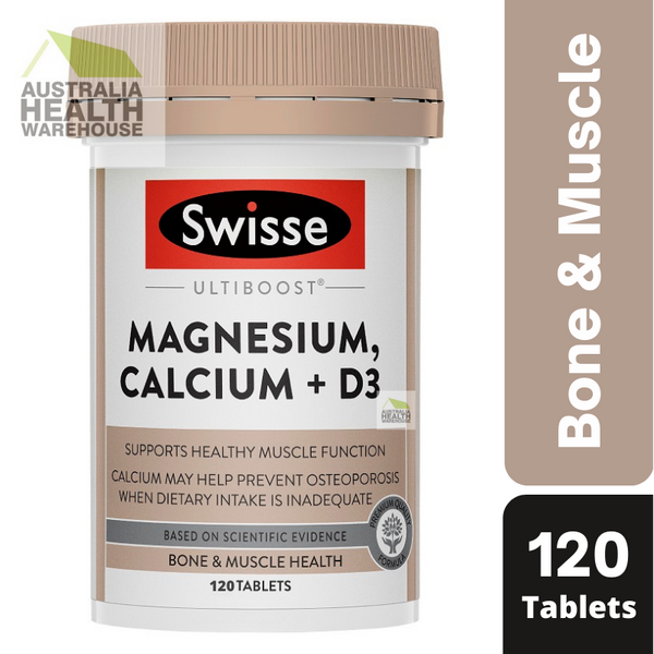 [Expiry: 05/2026] Swisse Ultiboost Magnesium, Calcium + D3 120 Tablets
