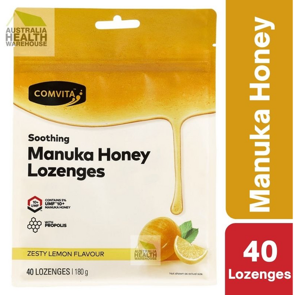 [Expiry: 05/2027] Comvita Manuka Honey Lozenges with Propolis Lemon & Honey 40 Lozenges