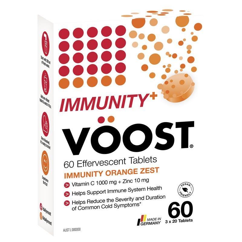 Voost Immunity Orange Zest Effervescent 60 Tablets October 2023