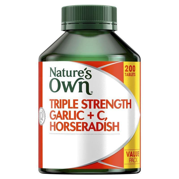 [Expiry: 09/2026] Nature's Own Triple Strength Garlic + C, Horseradish 200 Tablets