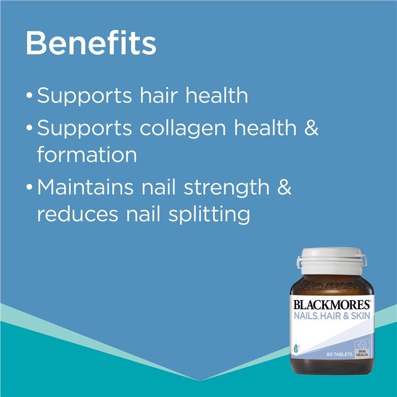 [CLEARANCE] Expiry: 18/07/2024 Blackmores Nails Hair & Skin 60 Tablets