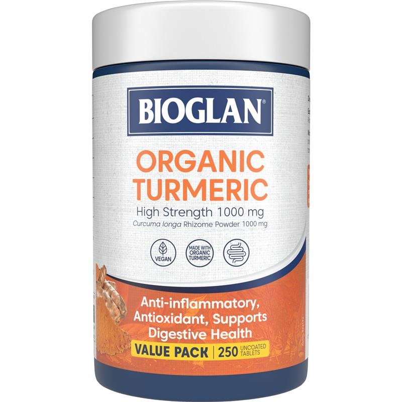 [Expiry: 03/2024] Bioglan Organic Turmeric High Strength 1000mg 250 Tablets