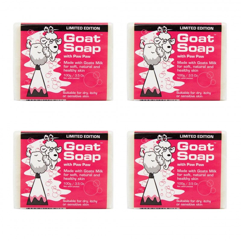 Goat Soap with Paw Paw Value Pack (4 x 100g Soap Bars) Limited Edition