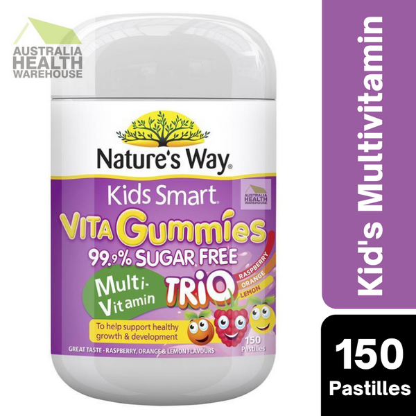 [Expiry: 03/2025] Nature's Way Kids Smart Vita Gummies Sugar Free Multi-Vitamin Trio 150 Pastilles