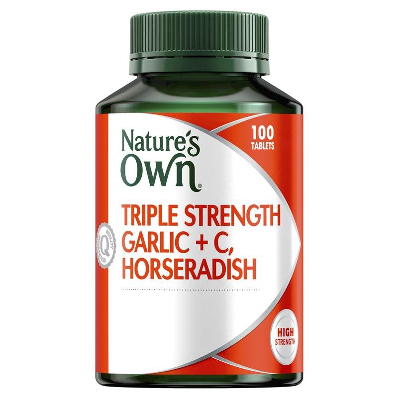 [Expiry: 09/2026] Nature's Own Triple Strength Garlic + C, Horseradish 100 Tablets