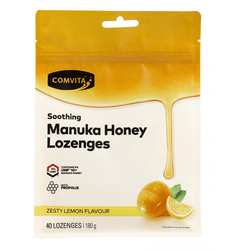 [Expiry: 05/2027] Comvita Manuka Honey Lozenges with Propolis Zesty Lemon Flavour 40 Lozenges