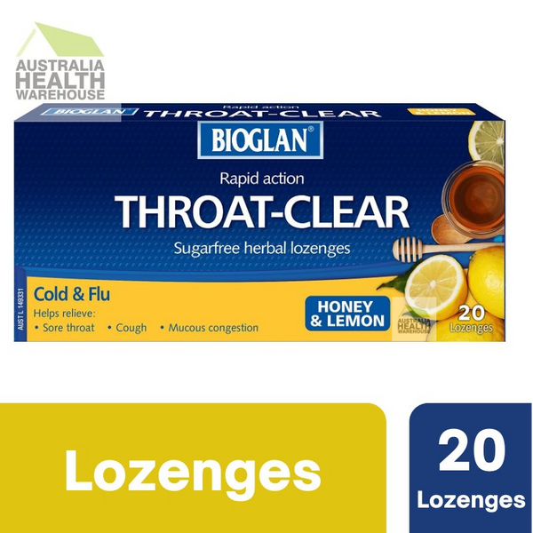 [Expiry: 10/2025] Bioglan Throat Clear Honey & Lemon 20 Lozenges