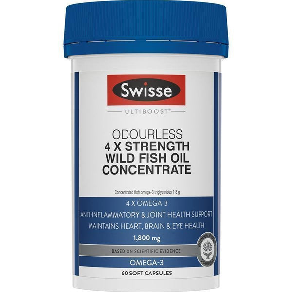 [Expiry: 05/2025] Swisse Ultiboost 4 x Strength Wild Fish Oil Concentrate 60 Capsules