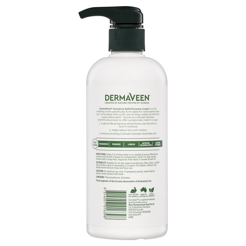 [Expiry; 08/2026] DermaVeen Sensitive Relief Eczema Cream 500mL
