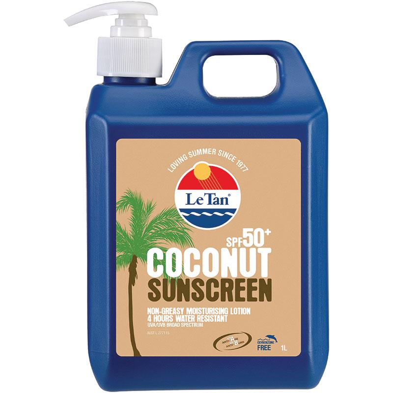 [Expiry: 02/2026] Le Tan SPF 50+ Coconut Sunscreen Lotion 1 Litre