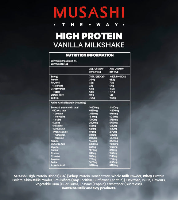 [Expiry: 06/2025] Musashi High Protein Vanilla 2kg