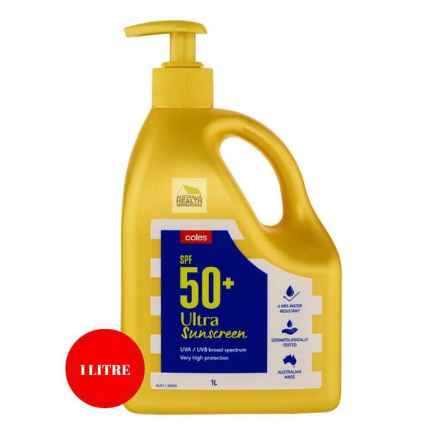 [Expiry: 08/2026] Coles SPF 50+ Ultra Sunscreen Pump 1 Litre