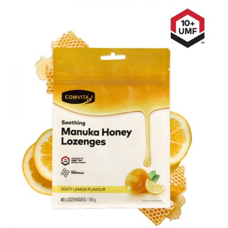 [Expiry: 05/2027] Comvita Manuka Honey Lozenges with Propolis Zesty Lemon Flavour 40 Lozenges