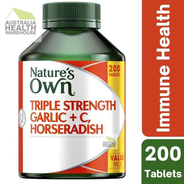 [Expiry: 09/2026] Nature's Own Triple Strength Garlic + C, Horseradish 200 Tablets