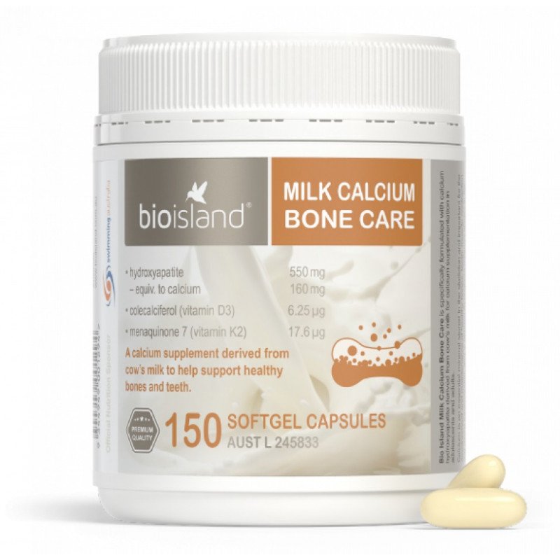 [Expiry: 06/2026] Bio Island Milk Calcium Bone Care 150 Softgel Capsules