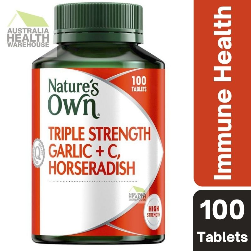 [Expiry: 09/2026] Nature's Own Triple Strength Garlic + C, Horseradish 100 Tablets