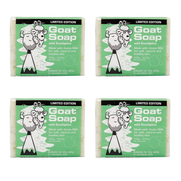 Goat Soap with Eucalyptus Value Pack (4 x 100g Soap Bars) Limited Edition