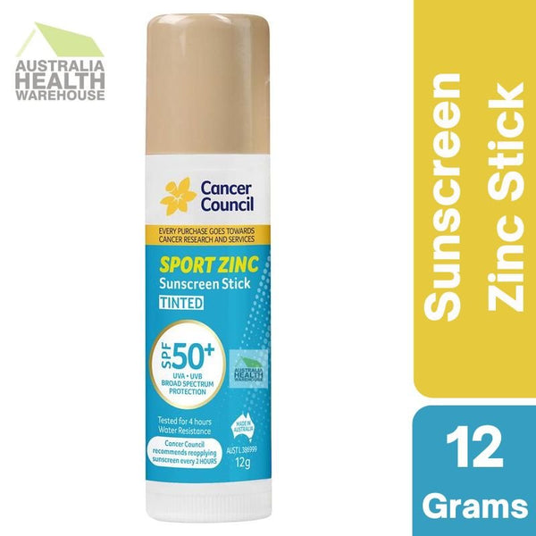 [Expiry: 07/2026] Cancer Council SPF 50+ Sport Zinc Sunscreen Stick Tinted 12g