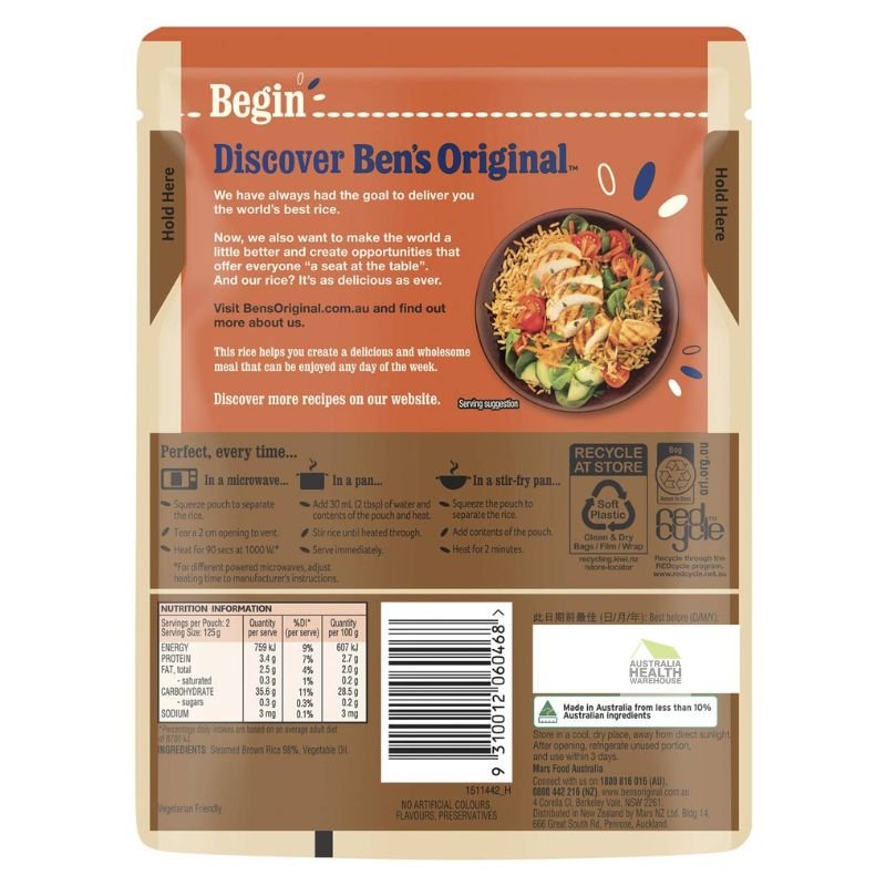 [Expiry: 08/07/2024] Ben's Original Brown Rice Microwave Rice Pouch 250g