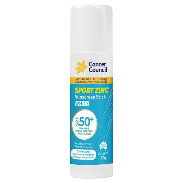 [Expiry: 05/2026] Cancer Council SPF 50+ Sport Zinc Sunscreen Stick White 12g