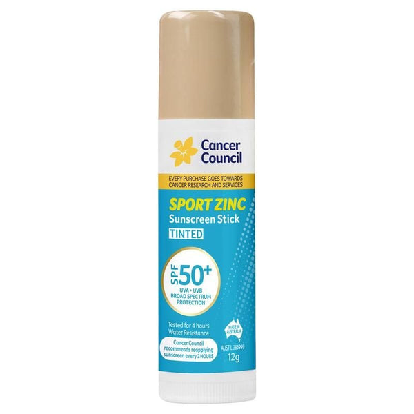 [Expiry: 07/2026] Cancer Council SPF 50+ Sport Zinc Sunscreen Stick Tinted 12g