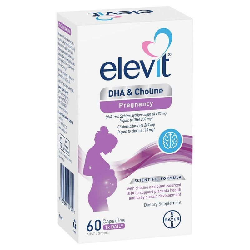 Elevit DHA + Choline for Pregnancy 60 Capsules October 2024