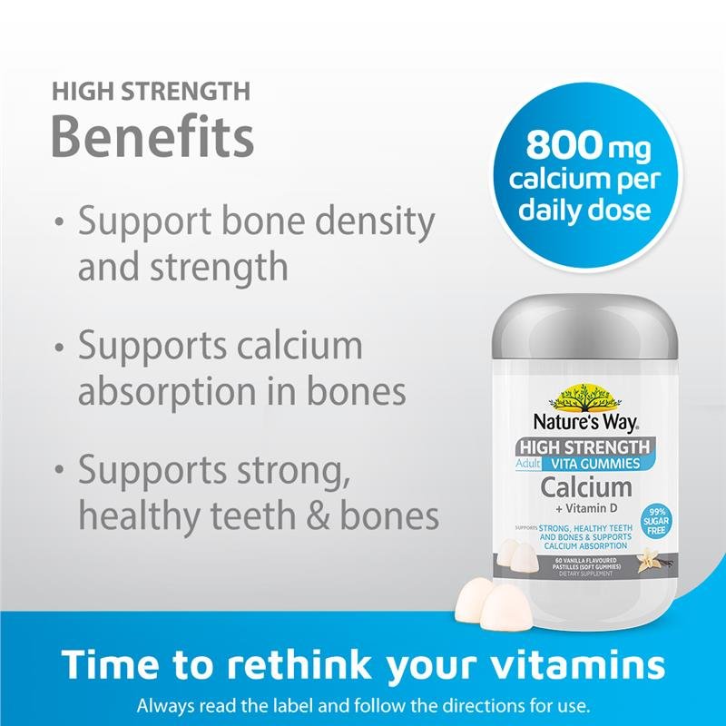 [Expiry: 01/2025] Nature's Way High Strength Adult Vita Gummies Calcium + Vitamin D 60 Gummies