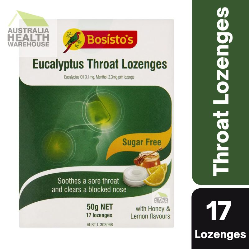 Bosisto's Sugar Free Eucalyptus 17 Throat Lozenges 50g October 2024