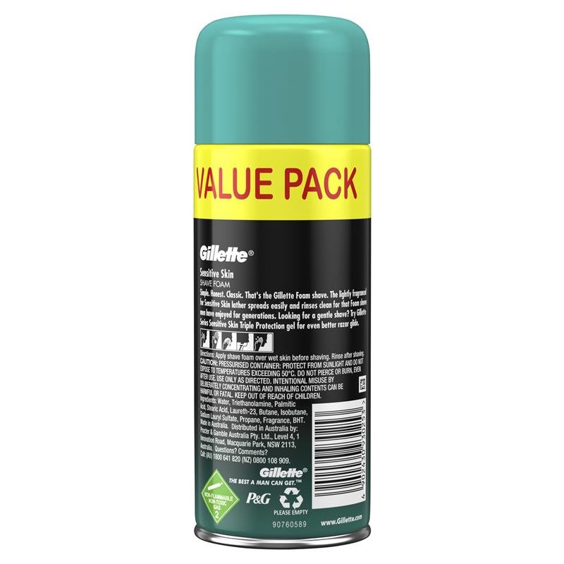 Gillette Shaving Foam Sensitive Value Pack 333g September 2025