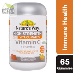 [CLEARANCE] Nature's Way High Strength Adult Vita Gummies Vitamin C + Vitamin D 65 Pastilles January 2024