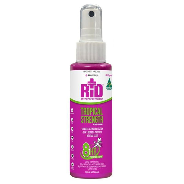 RID Medicated Insect Repellent Tropical Strength + Antiseptic Pump Spray 100mL March 2027