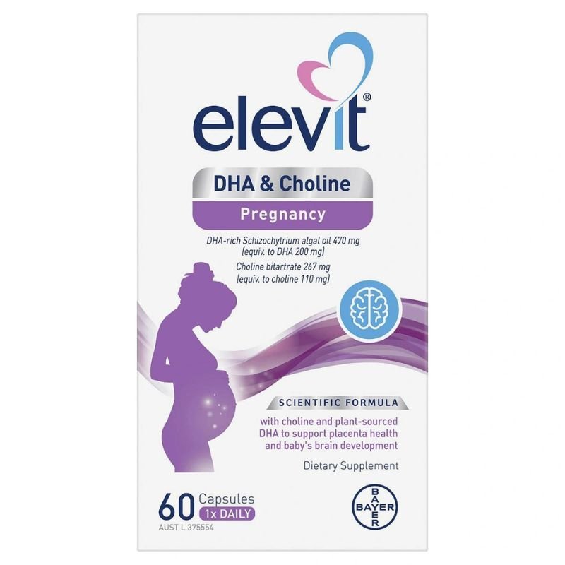 Elevit DHA + Choline for Pregnancy 60 Capsules October 2024