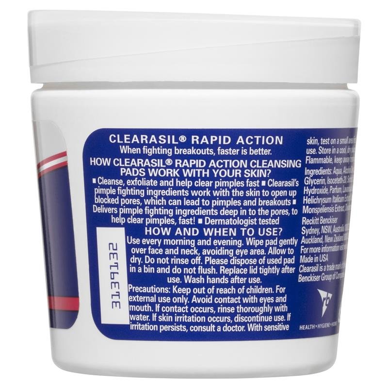 Clearasil Rapid Action Cleansing Pads 65 Pads July 2024