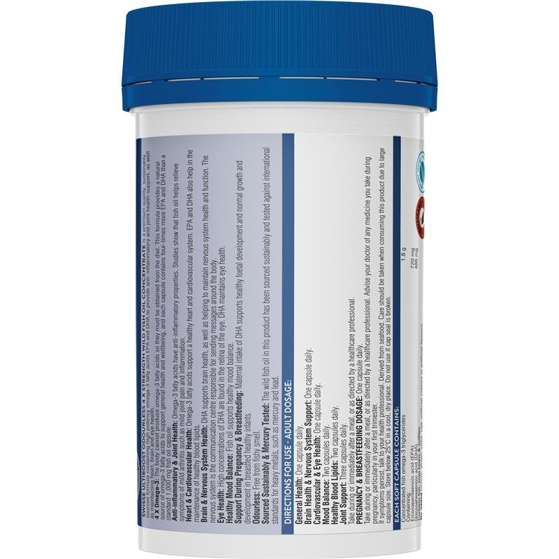 [Expiry: 05/2025] Swisse Ultiboost 4 x Strength Wild Fish Oil Concentrate 60 Capsules