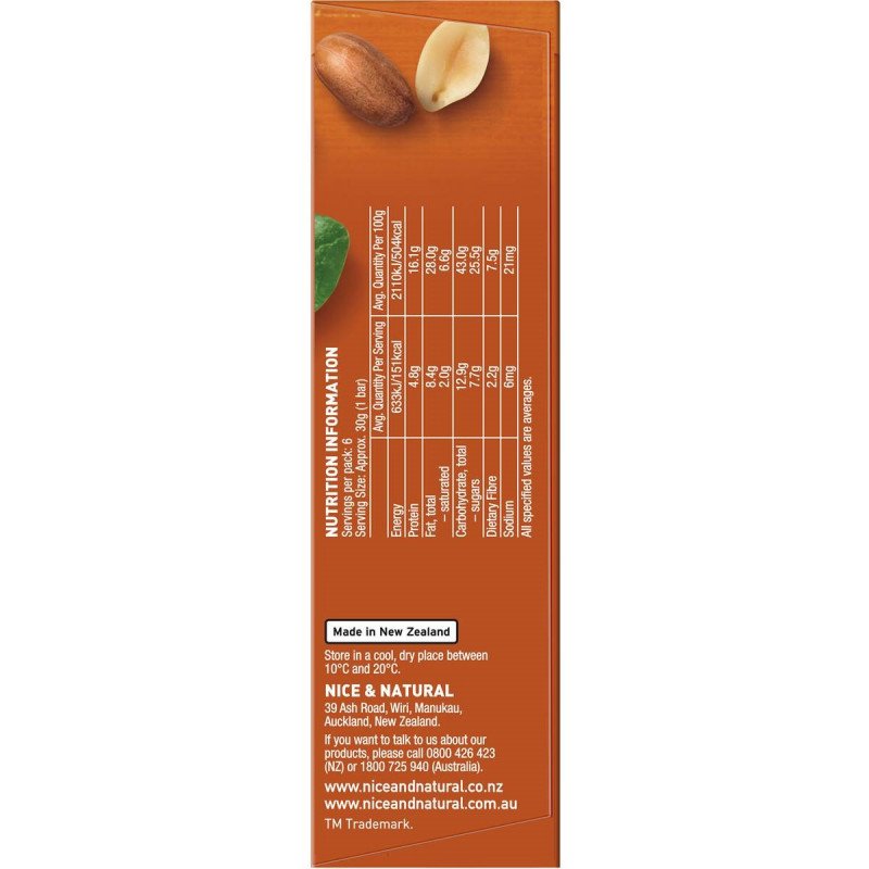 Nice & Natural Chocolate Nut Bars Apricot 6 Bars 180g [20 May 2024]