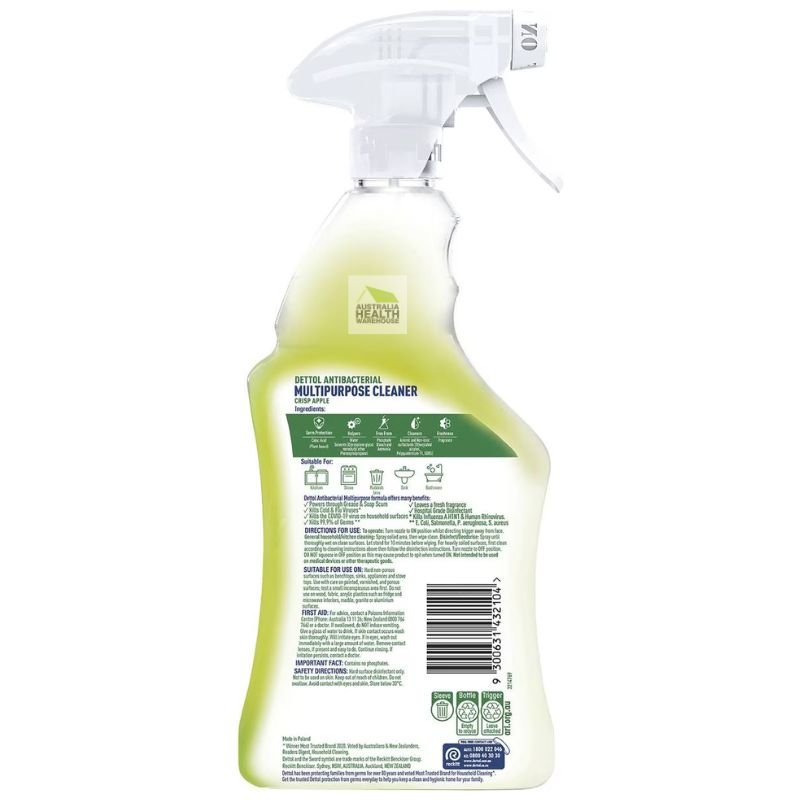 Dettol Antibacterial Multipurpose Cleaner Hospital Grade Disinfectant Trigger Spray Crisp Apple 750mL February 2025