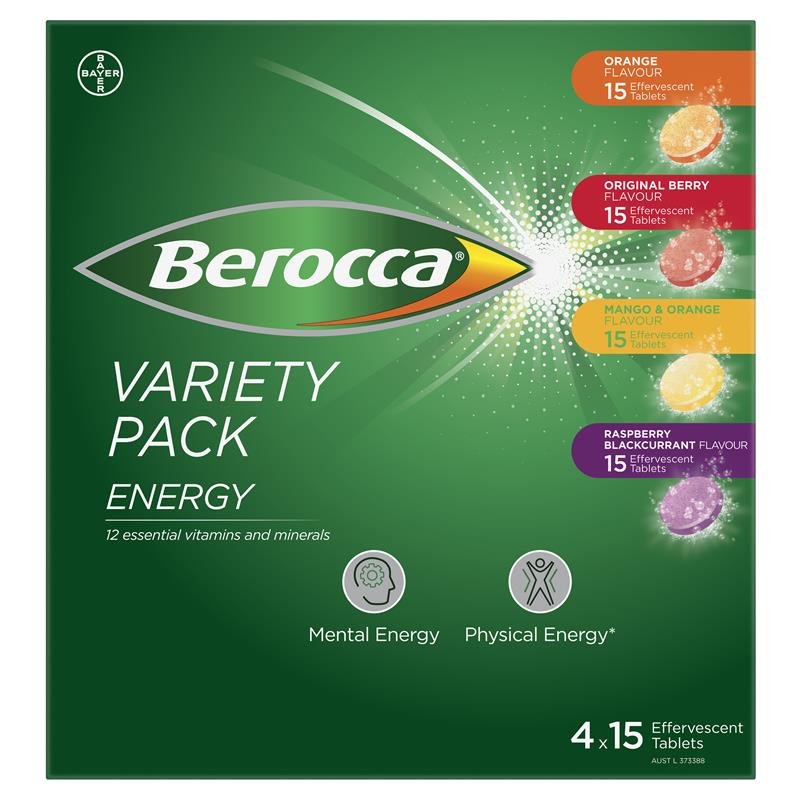 Berocca Performance Variety Pack Effervescent 60 Tablets August 2024
