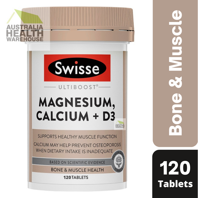 Swisse Ultiboost Magnesium, Calcium + D3 120 Tablets August 2025