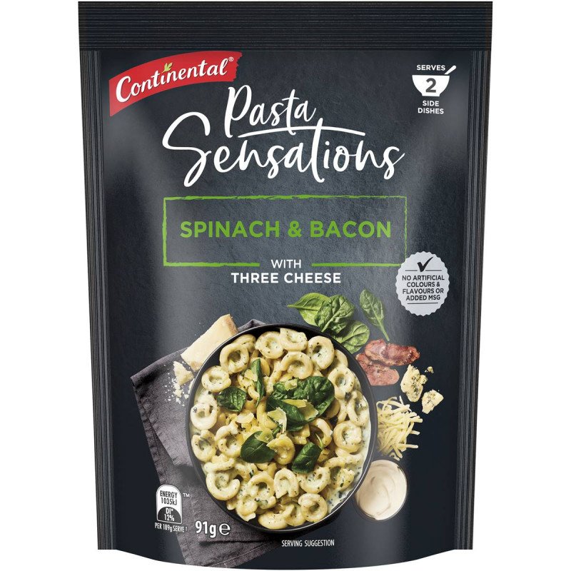 Continental Pasta Sensations Spinach & Bacon with Three Cheese 91g [22 August 2024]