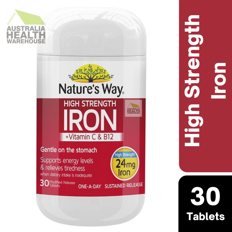 [EXPIRY: December 2024] Nature's Way High Strength Iron + Vitamin C & B12 30 Tablets