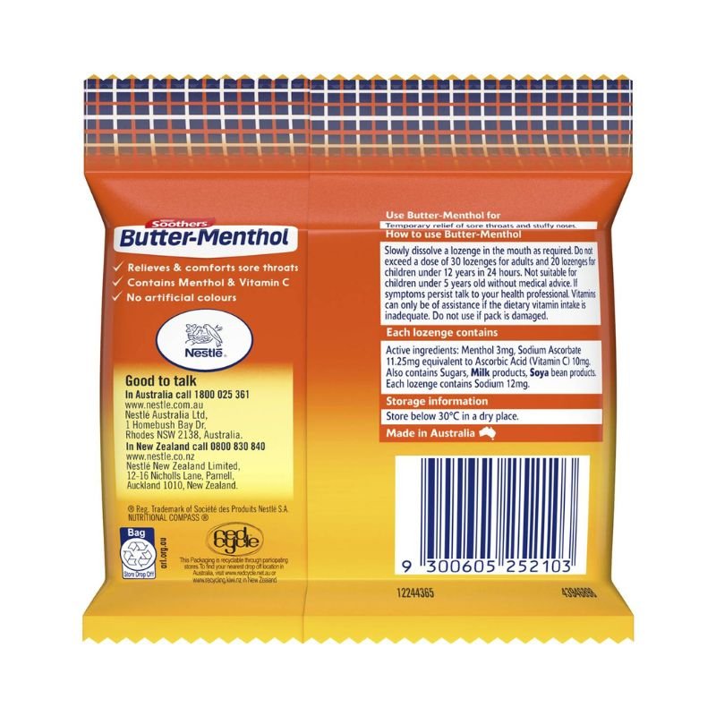 Soothers Butter-Menthol & Honey Sore Throat Lozenges 3x10 Multipack October 2024