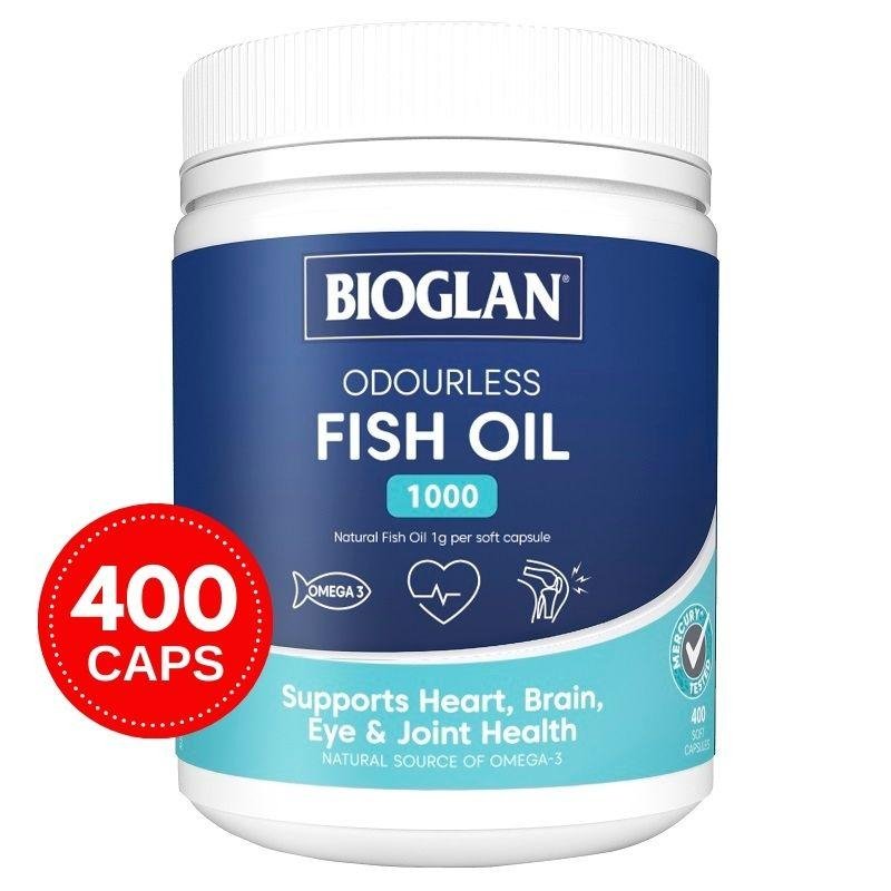 Bioglan Odourless Fish Oil 1000mg 400 Capsules August 2025