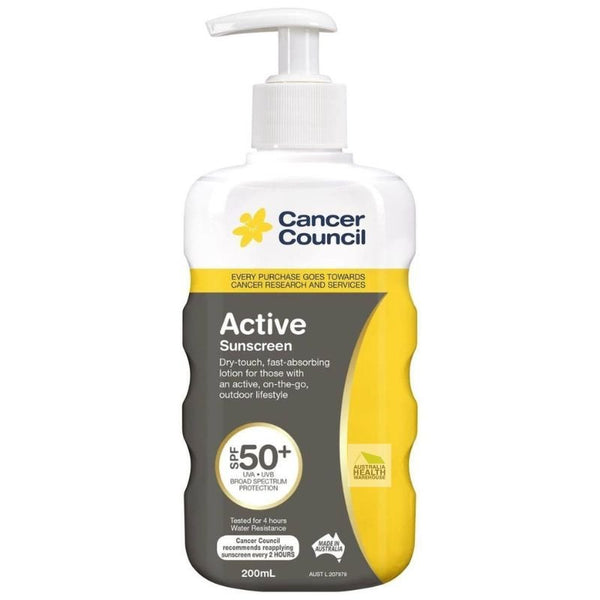 [Expiry: 11/2024] Cancer Council Active Pump Sunscreen SPF 50+ 200mL