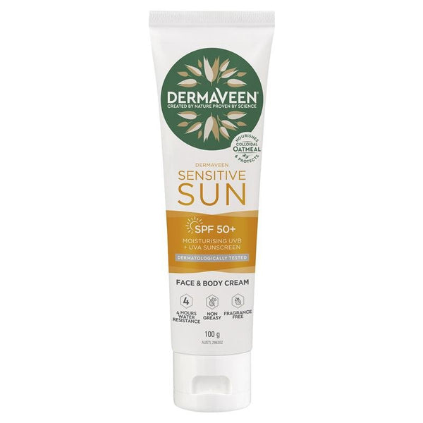 [Expiry; 04/2025] Dermaveen Sensitive Sun SPF 50+ Moisturising Sunscreen Face & Body 100g