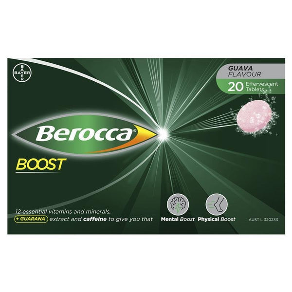 Berocca Boost Energy Vitamin With Guarana 20 Effervescent Tablets December 2023