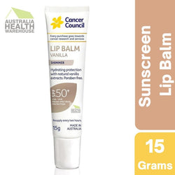 [Expiry: 08/2026] Cancer Council Lip Balm Vanilla SPF 50+ 15g