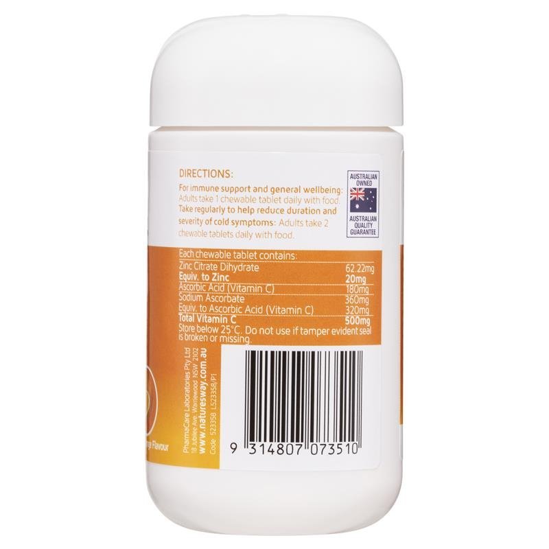 [CLEARANCE EXPIRY: 04/2024] Nature's Way High Strength Zinc + Vitamin C 60 Tablets