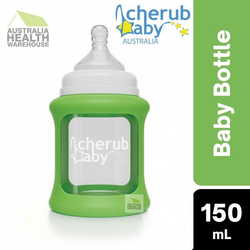Cherub Baby Glass Bottles Wide Neck 0 Month+ 150ml Single Pack - Green