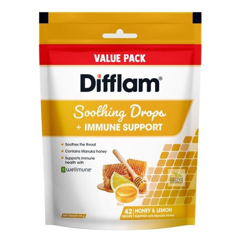 Difflam Soothing Drops + Immune Support Honey & Lemon 42 Drops January 2026